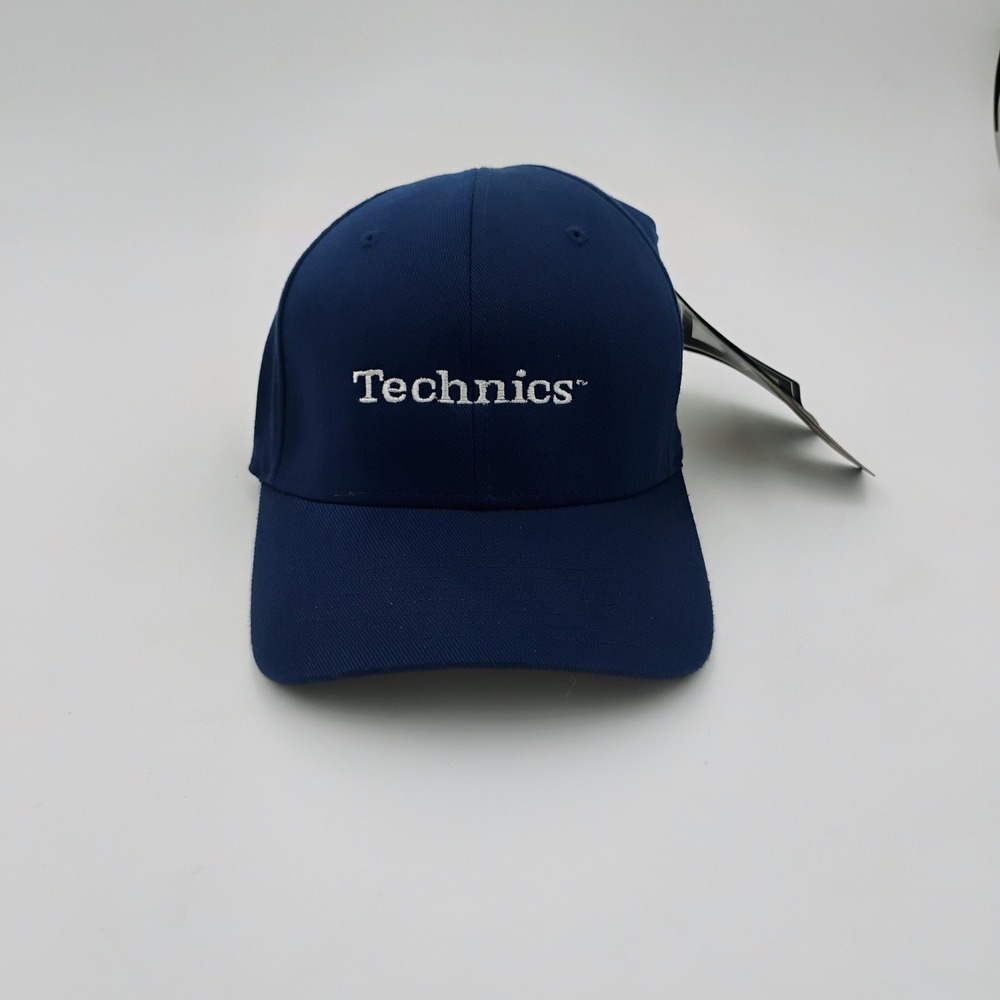 Technics Blue Hat Cap Flexfit SZ L-XL Fitted Turntable SL 1200 DJ 90's VTG NOS
